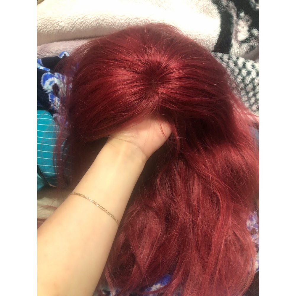100% red Human hair lace from wig